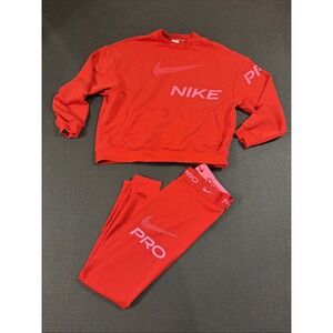 Nike Dri-FIT Get Fit French Terry Graphic Crew-Neck M Sweatshirt & L Leggings